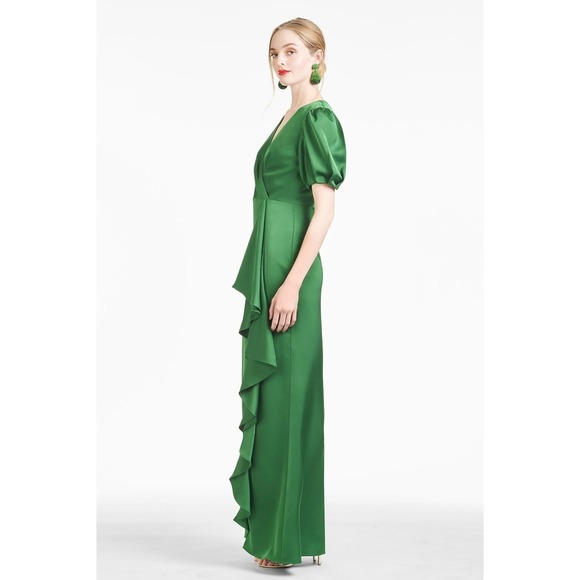Sachin & Babi Mila Emerald Green Crepe Gown Size 8 NWT - Picture 4 of 8